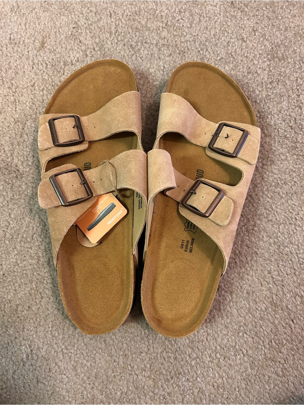 Classic Double-Buckle Suede Men’s Sandals in Tan